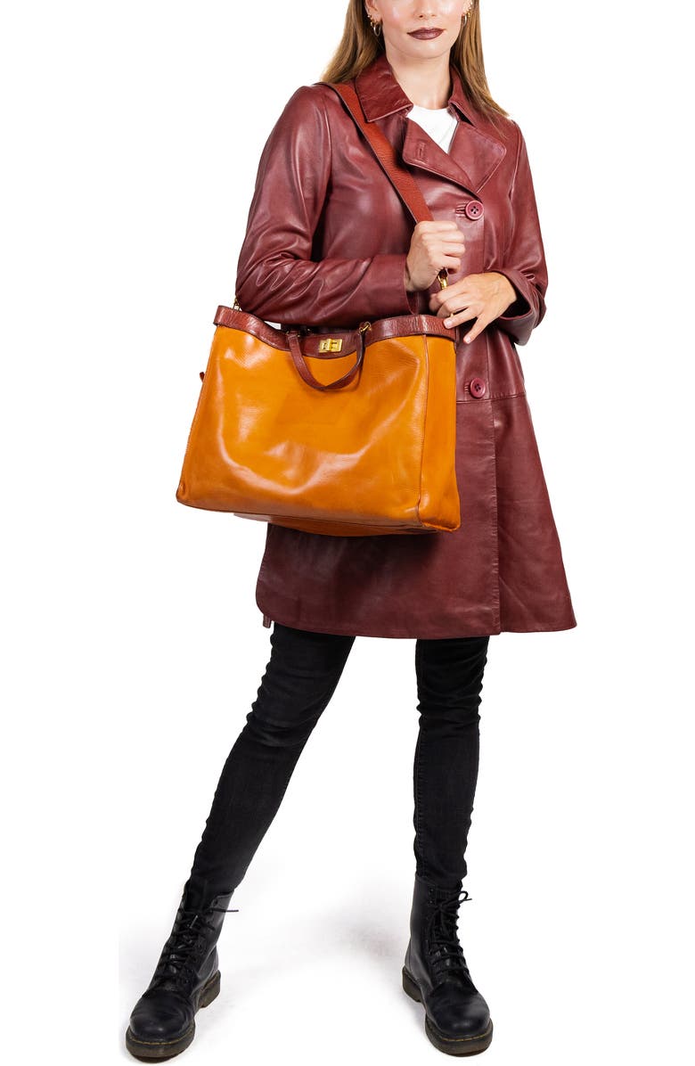 OLD TREND Ixia Genuine Leather Jet Set Travel Tote, Alternate, color, Caramel