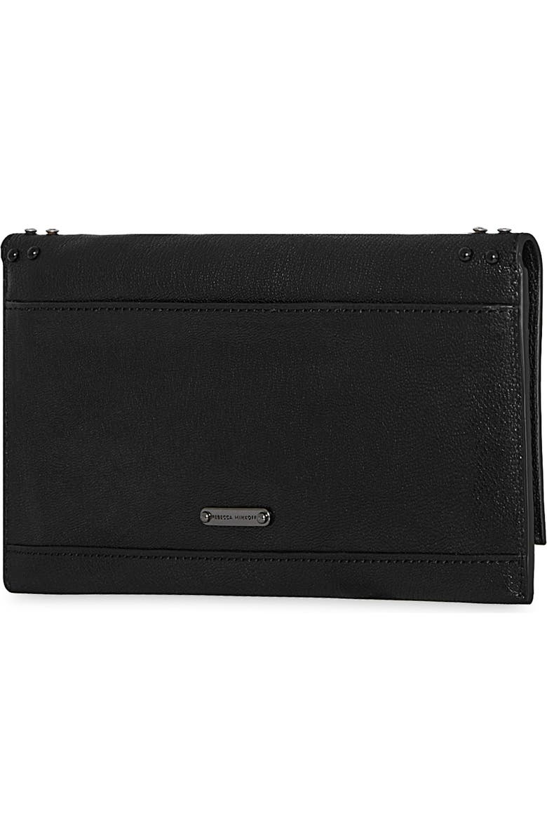 Rebecca Minkoff Bowie Stud Leather Clutch, Alternate, color, Washed Black