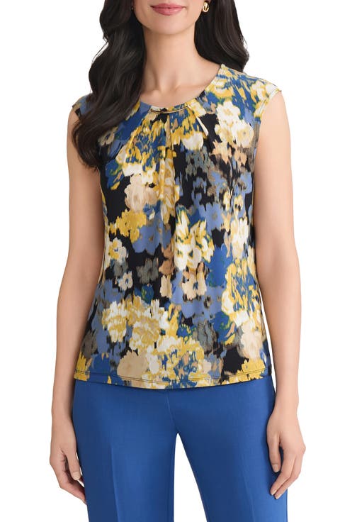 Abstract Print Hardware Detail Sleeveless Knit Top