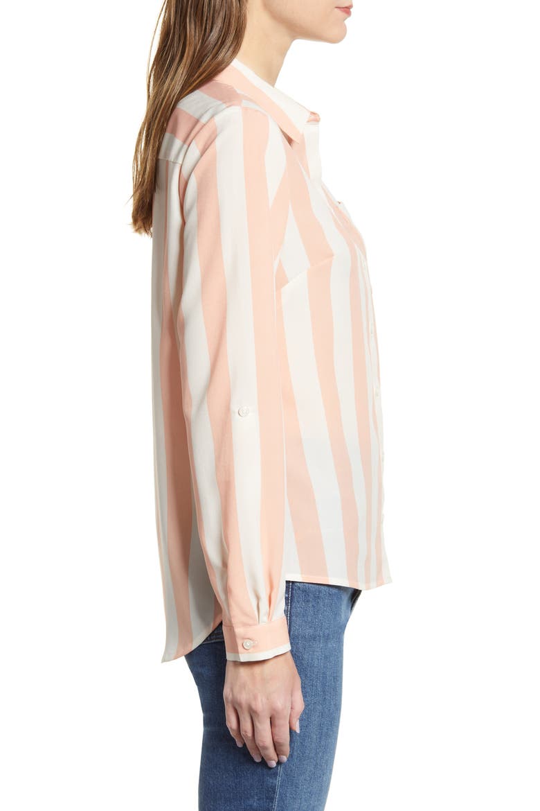 Lawn Stripe Button-Up Shirt, Alternate, color, LAWN STRIPE- PEARL IVORY/ PINK