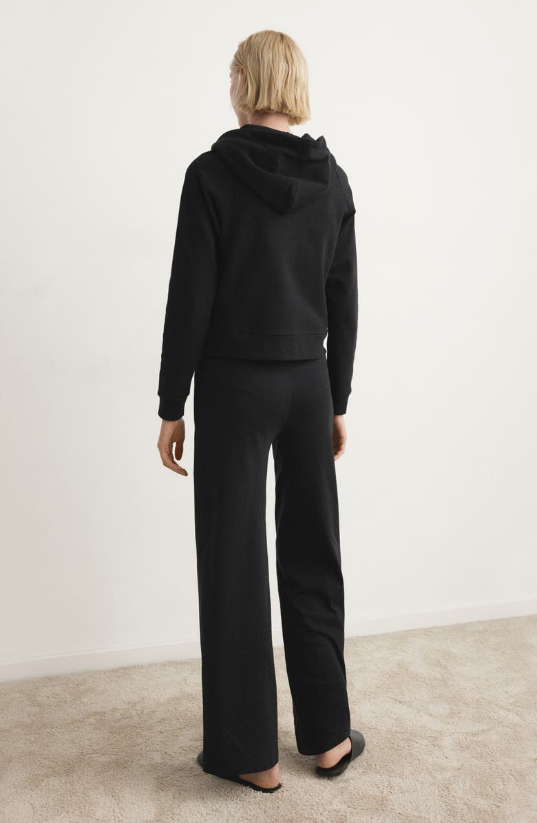 MANGO Raglan Sleeve Cotton Zip Hoodie, Alternate, color, Black