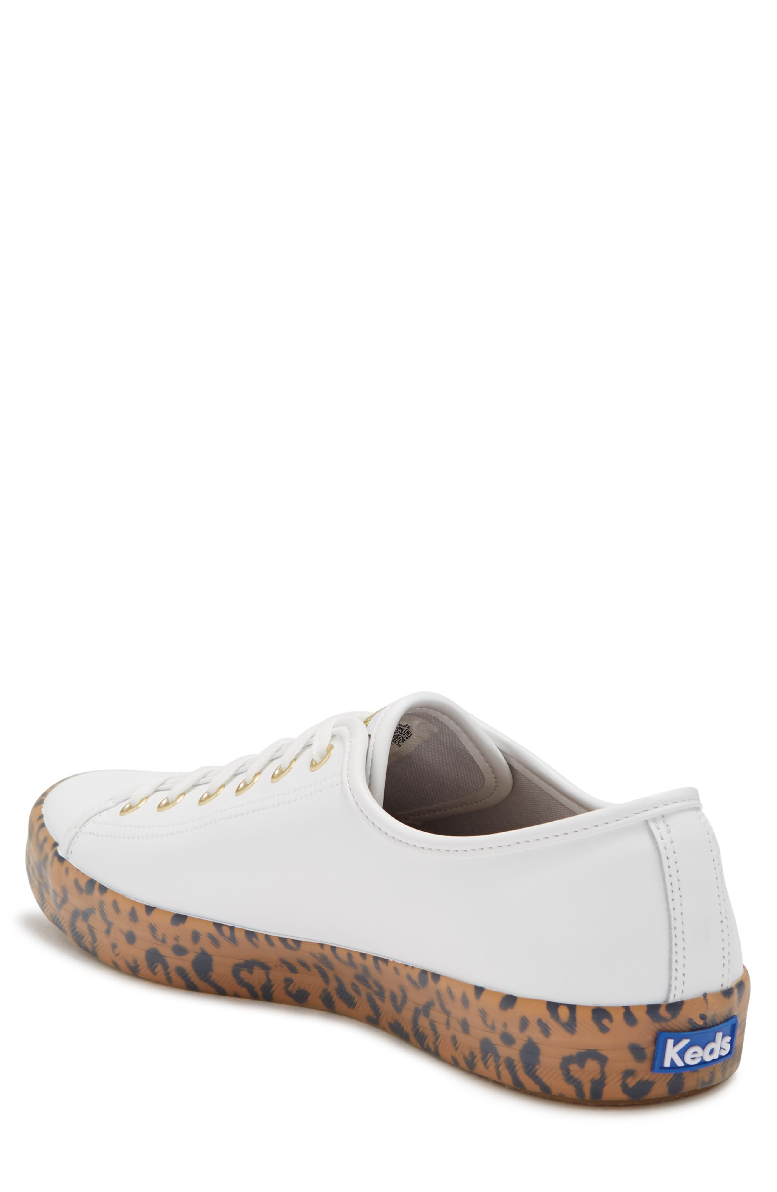 Keds<sup>®</sup> Keds Kickstart Leather Leopard Foxing Sneaker, Alternate, color, 