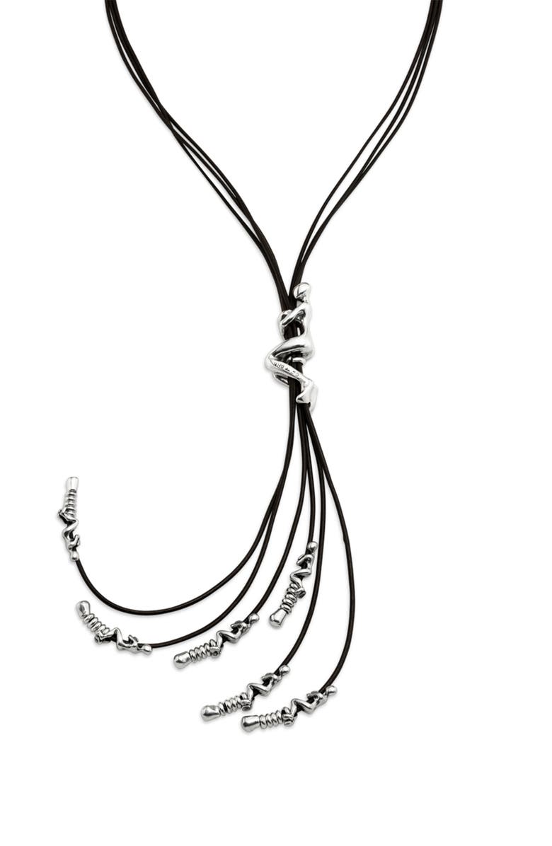 UNODE50 Sterling silver-plated leather necklace, Alternate, color, Silver