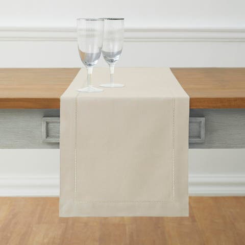 Cotton Linen Hemstitch Table Runner