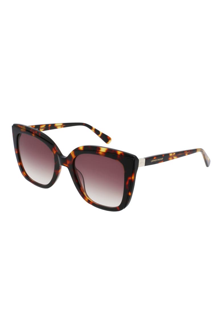 Le Pliage 53mm Gradient Rectangular Sunglasses, Alternate, color, DARK HAVANA