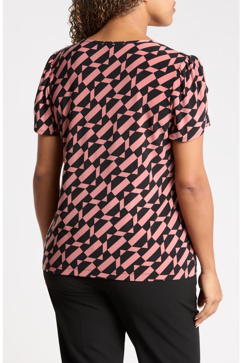 Gathered Tulip Sleeve Top, Alternate, color, ANNE BLACK/ PRIMROSE