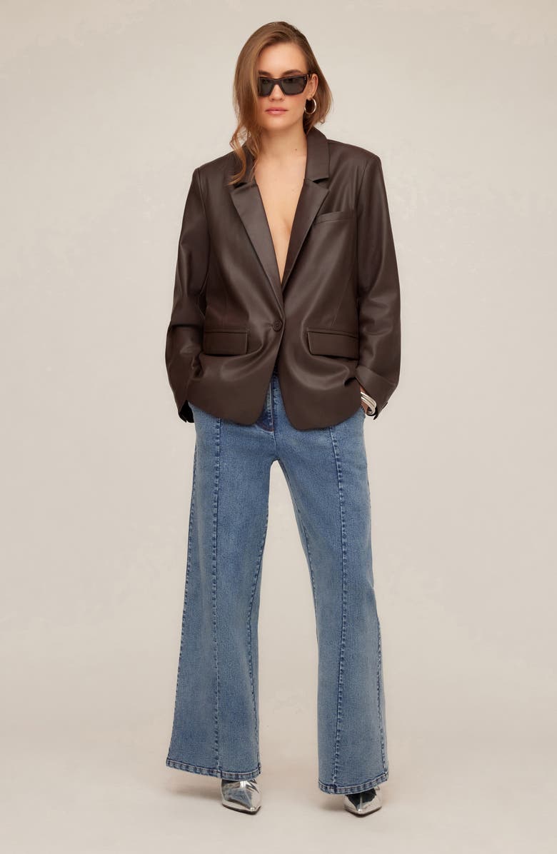 FIFTEEN TWENTY Regan Faux Leather Blazer, Alternate, color, Brown