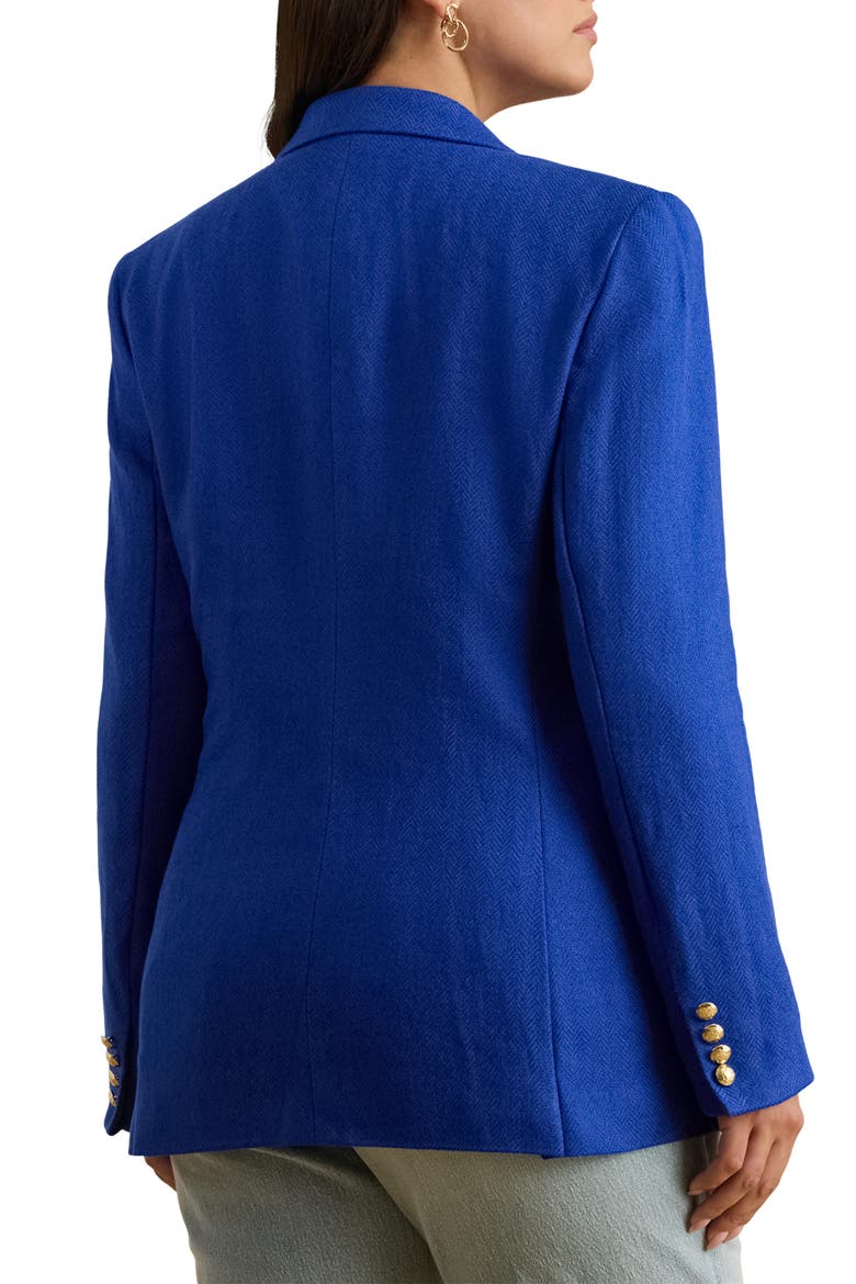 Chevron Linen & Cotton Blazer, Alternate, color, CRUISE ROYAL BLUE