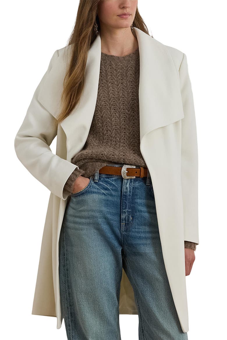 Drape Front Crepe Jacket, Alternate, color, CREAM