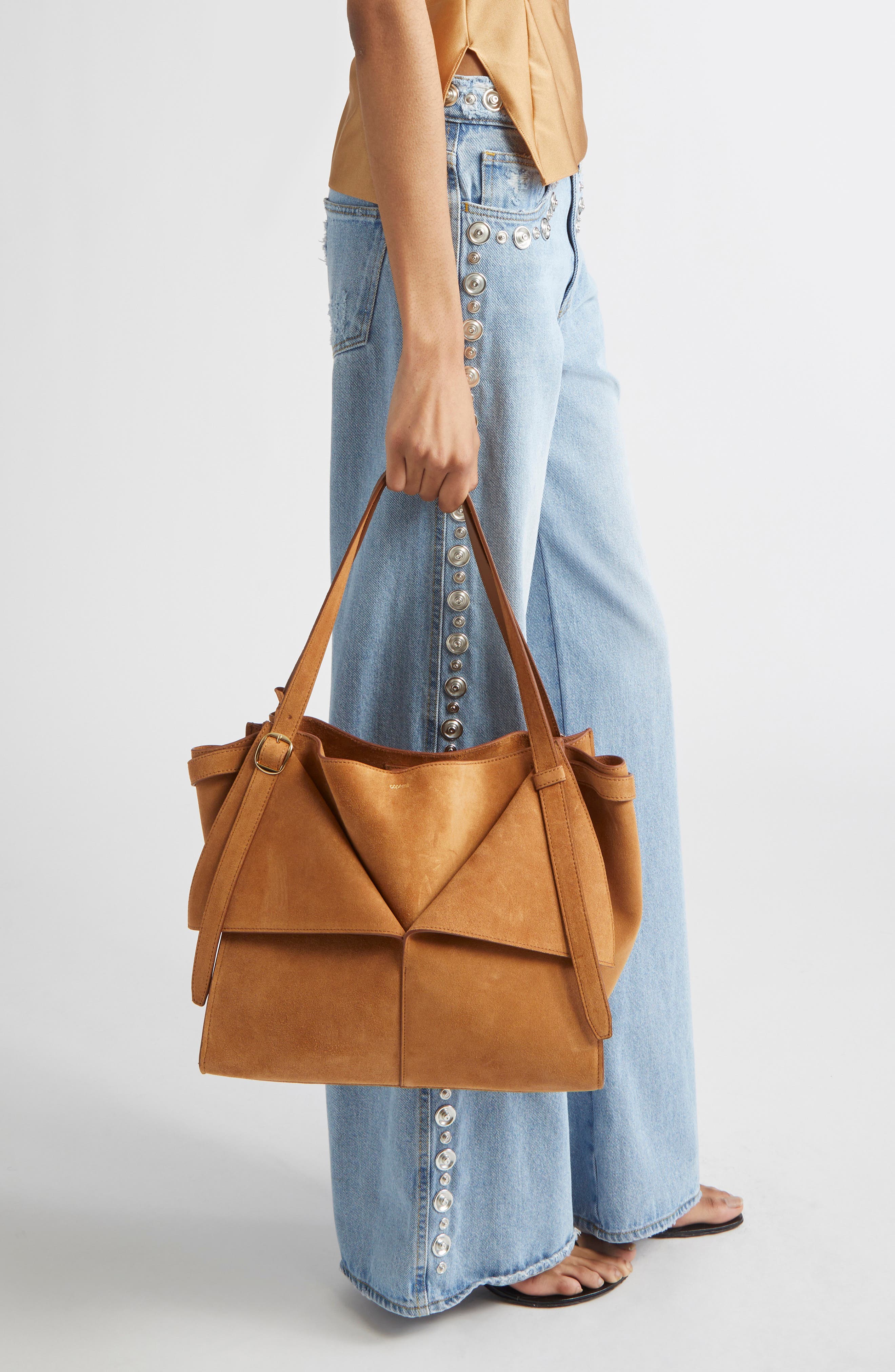 Coperni Cabas Suede Belted Tote, Alternate, color, 