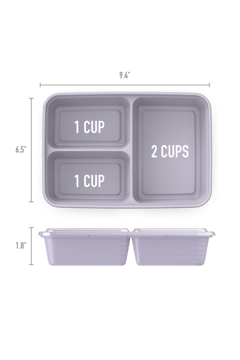 Prep 3-Compartment Meal Prep Containers - Set of 10, Alternate, color, LILAC