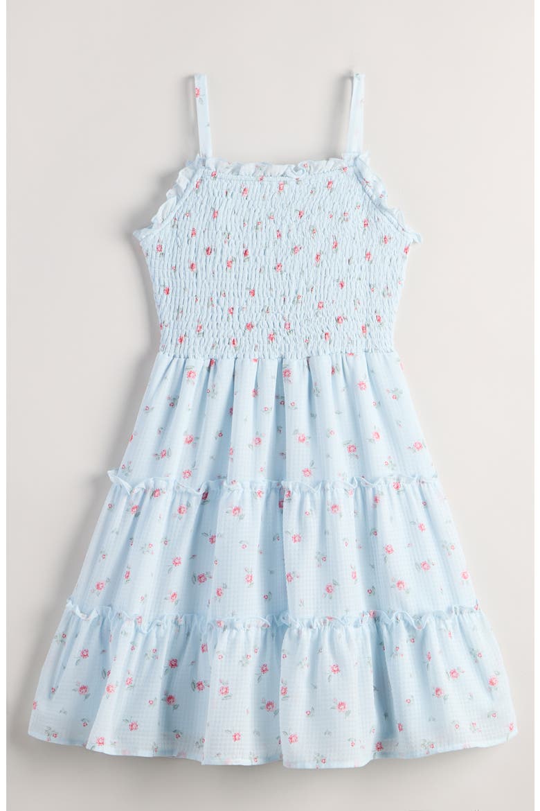 Kids' Floral Sundress, Alternate, color, BLUE FADE ROSEBUDS