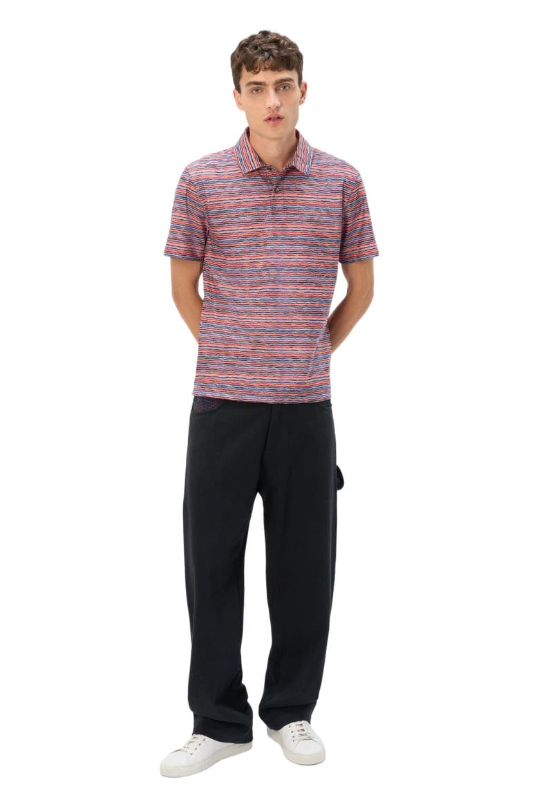 Short Sleeve Polo In Flame Jersey, Alternate, color, Red & Blue