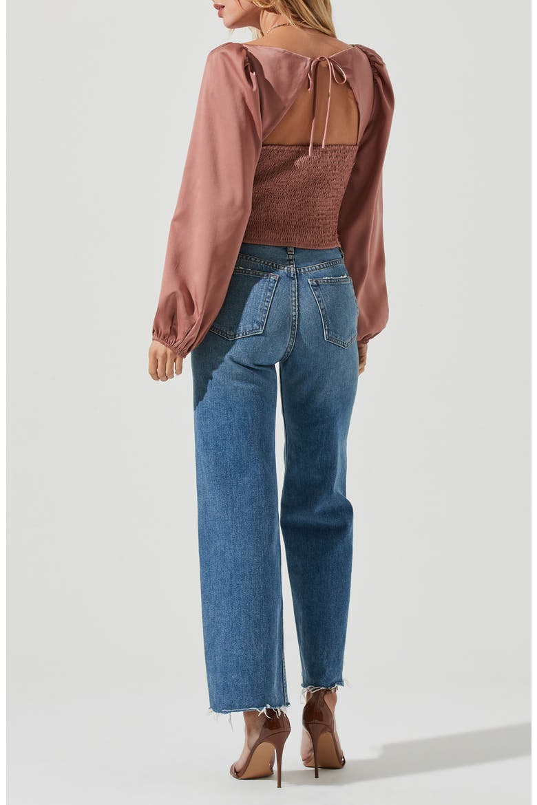 Milkmaid Tie Back Blouse, Alternate, color, DARK BLUSH