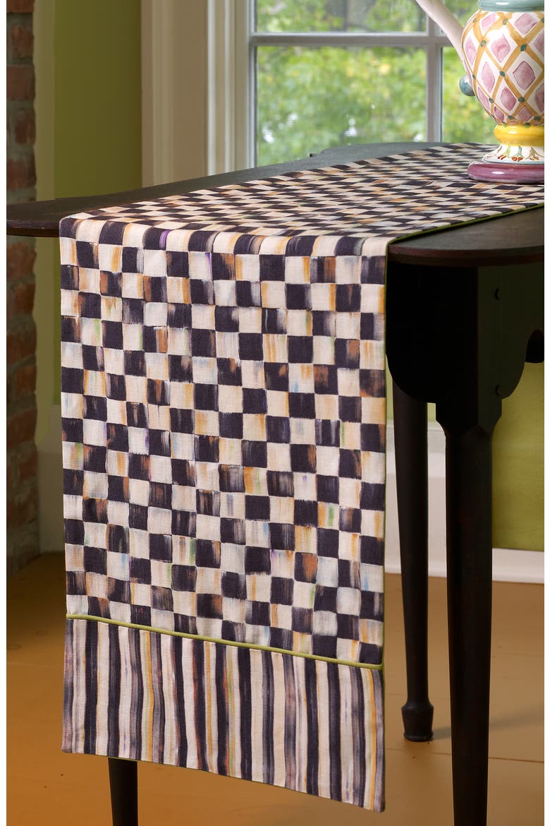 Courtly Check & Stripe Table Runner, Alternate, color, BLACK/ WHITE