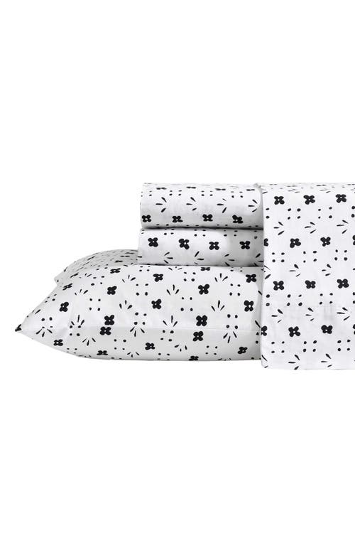 Marimekko Kukkaketo Cotton Percale Full Sheet Set In Black