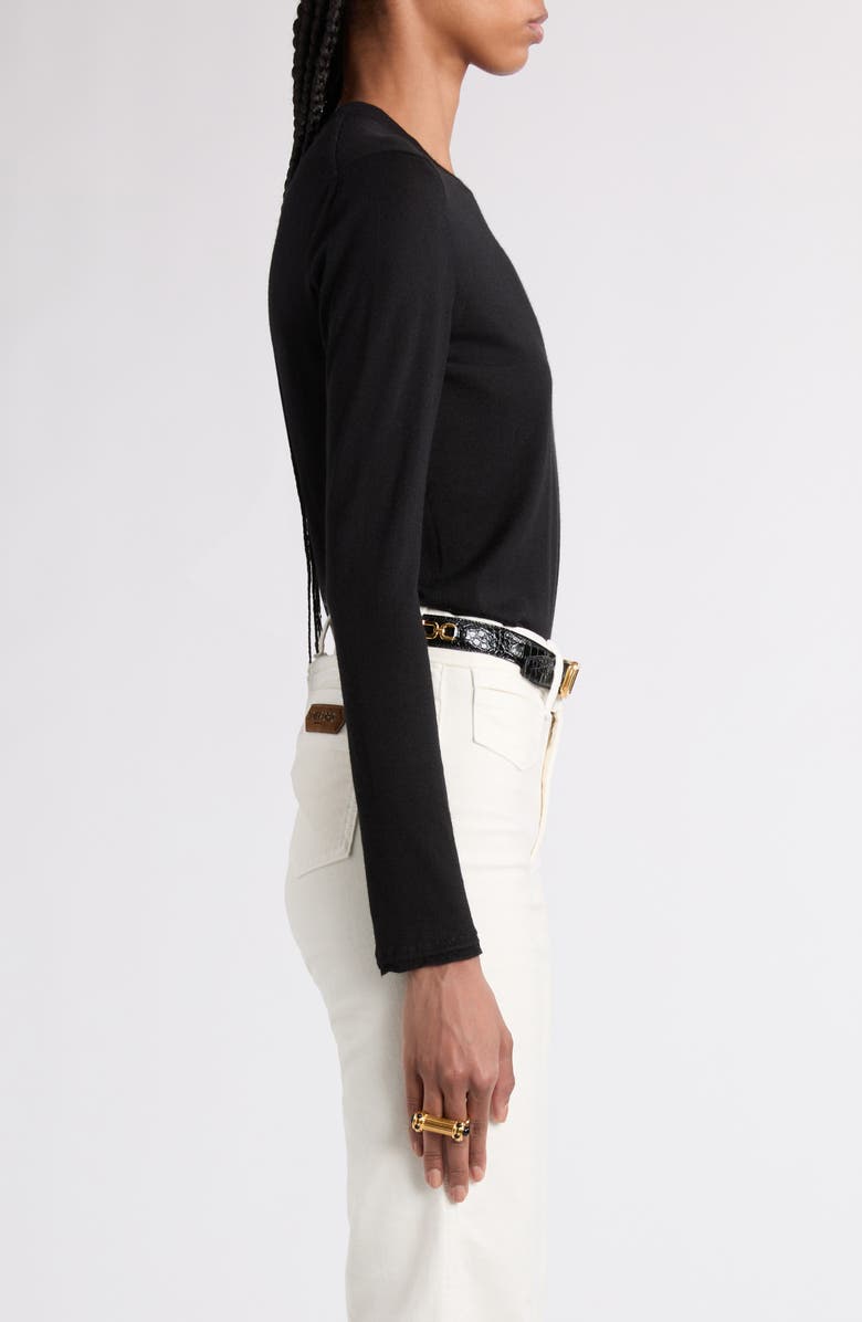 TOM FORD Fine Gauge Cashmere & Silk Crewneck Sweater, Alternate, color, Lb999 Black