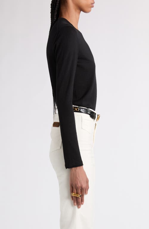 Tom Ford Fine Gauge Cashmere & Silk Crewneck Sweater In Lb999 Black