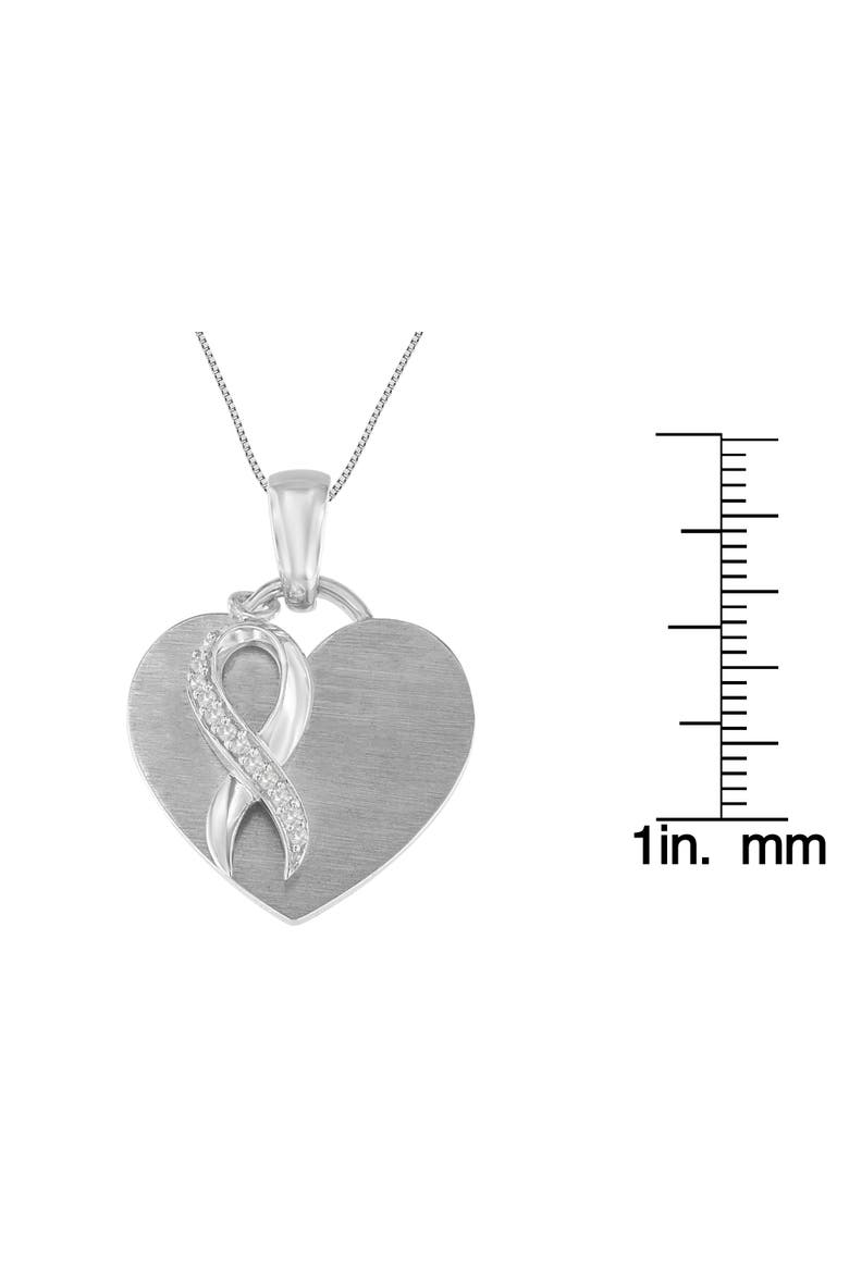 Silver 1/10 cttw Diamond Heart Pendant Necklace, Alternate, color, White