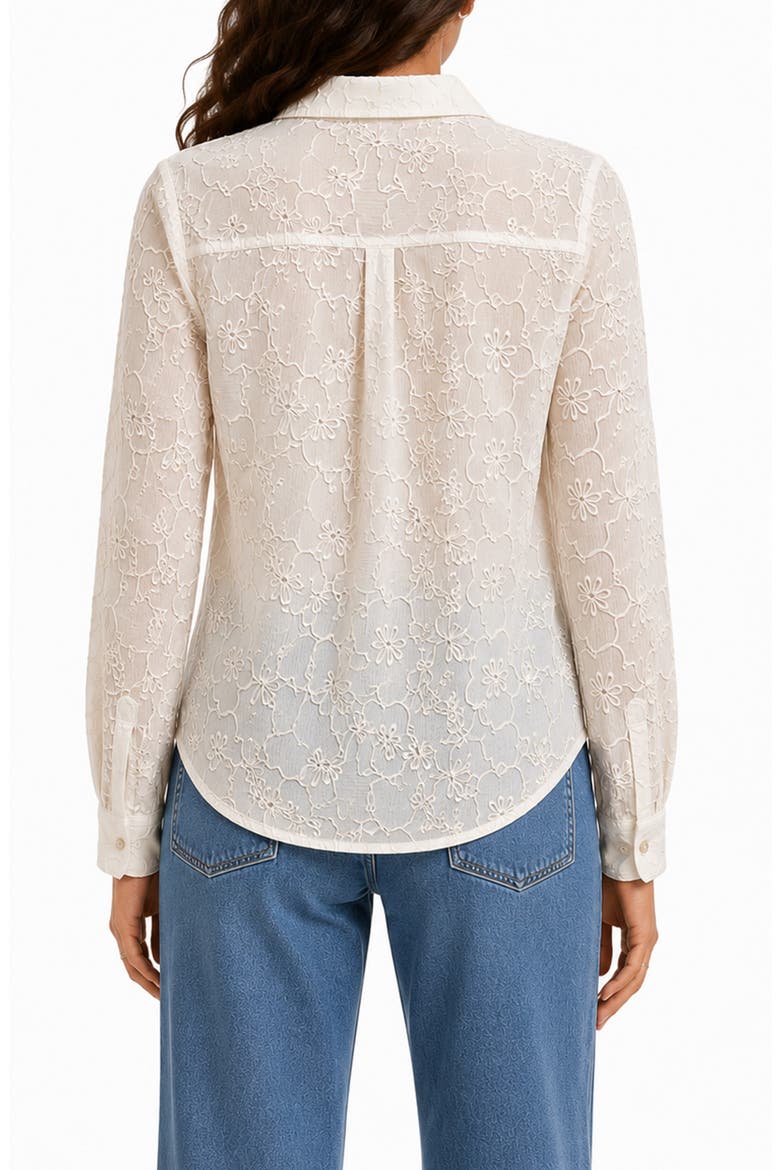 Sheer Flower Button-Up Shirt, Alternate, color, ECRU