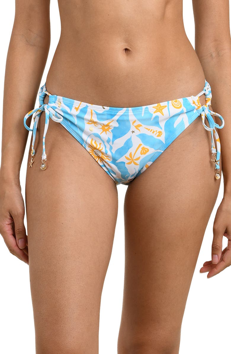 La Blanca Trinket Adjustable Loop Hipster Bikini Bottoms, Main, color, Sky