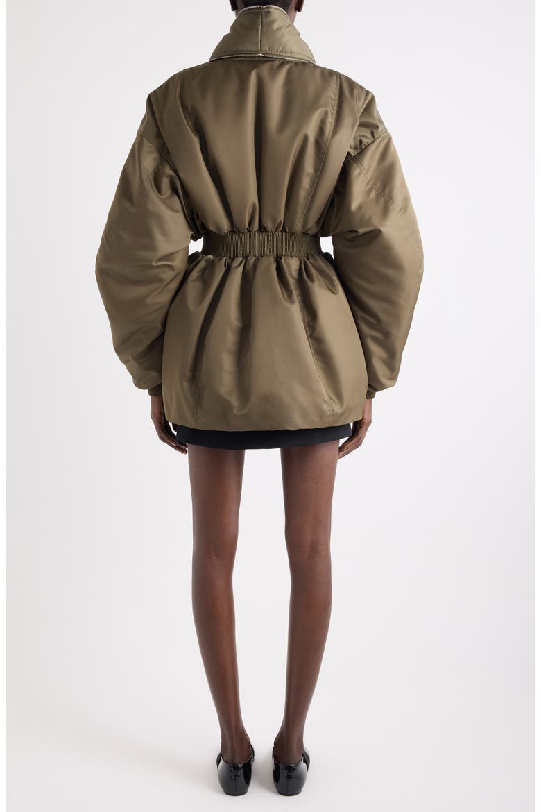 Zip Shawl Collar Long Bomber Jacket, Alternate, color, KHAKI
