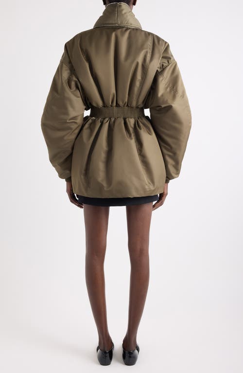 Givenchy Zip Shawl Collar Long Bomber Jacket In Brown