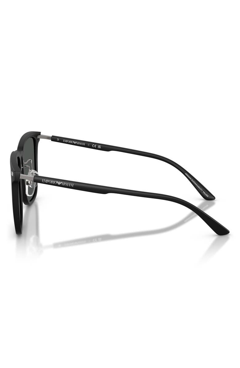 Emporio Armani 56mm Irregular Sunglasses, Alternate, color, Matte Black / Dark Grey