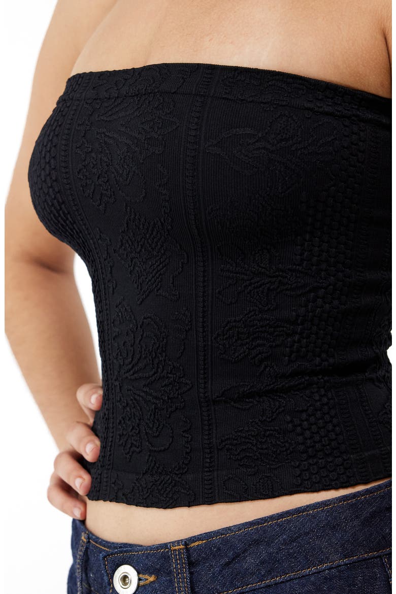 Tapestry Crop Tube Top, Alternate, color, BLACK