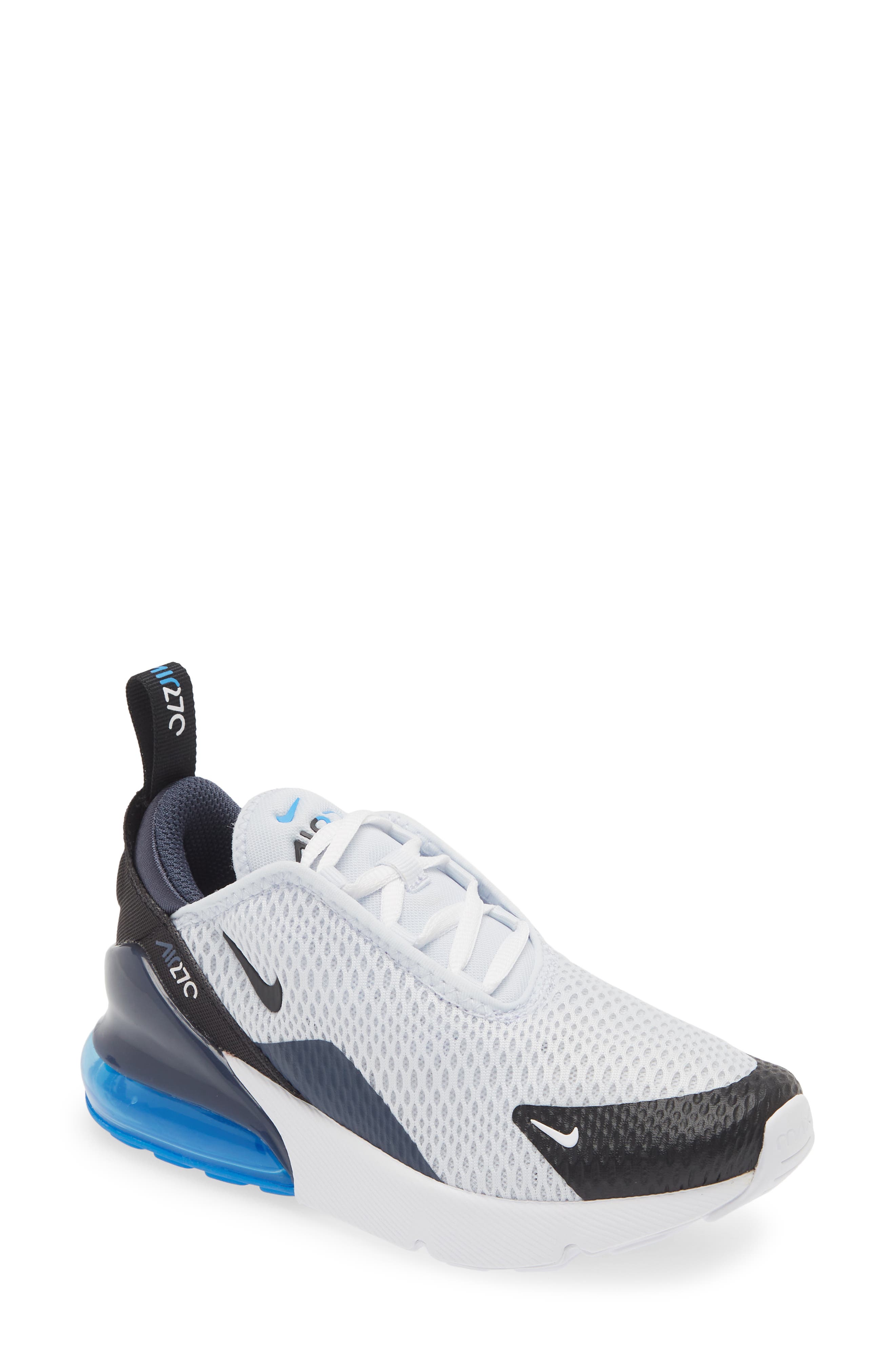 Nike Kids' Air Max 270 Sneaker, Main, color, Football Grey/ Black/ Blue