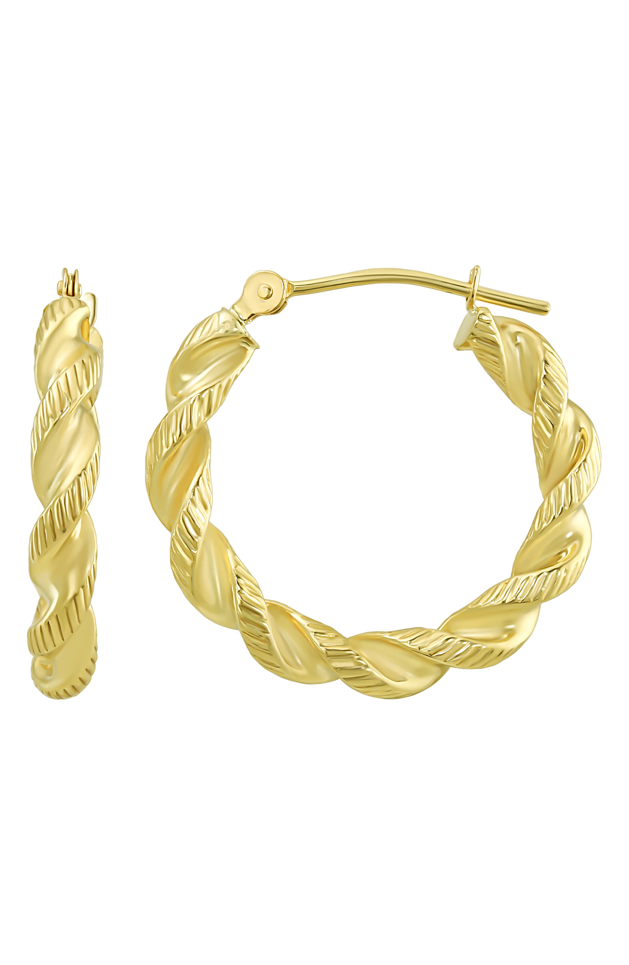 10k Gold 20mm Twist Hoop Earrings