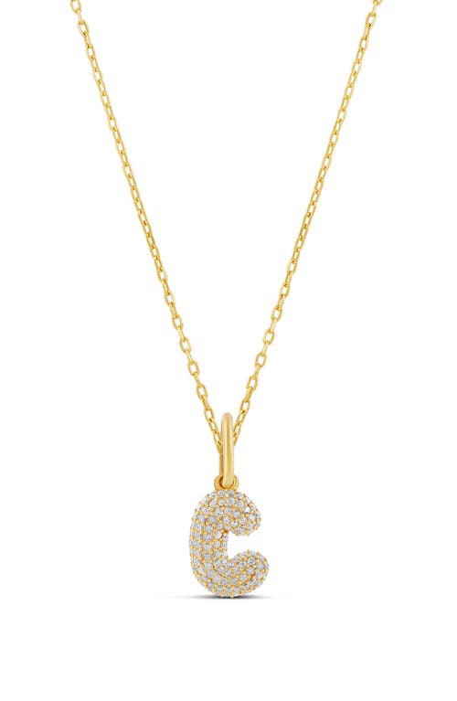 Shymi Mini Pavé Bubble Initial Pendant Necklace In Gold