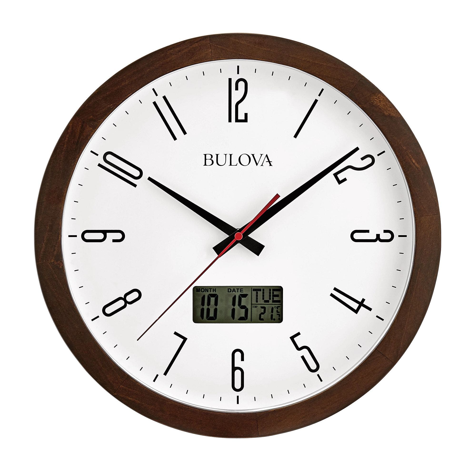 Bulova Clocks Dateline Wall Clock - Brown