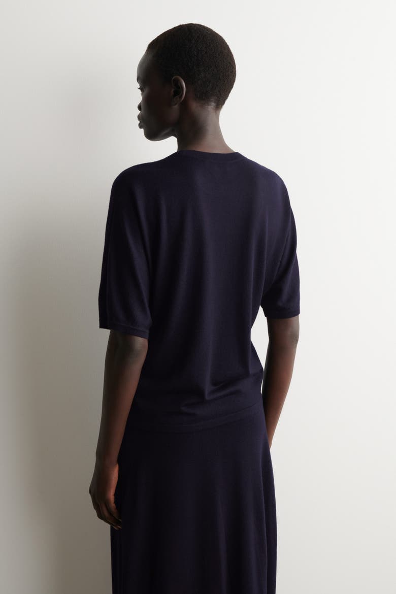 Knitted Merino Wool T-Shirt, Alternate, color, NAVY