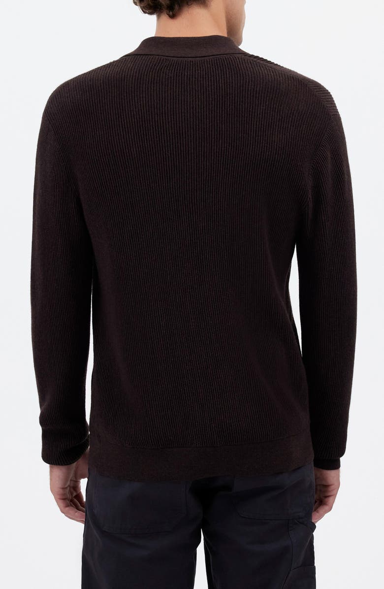 Madewell Johnny Collar Long Sleeve Merino Wool Sweater Polo, Alternate, color, Chocolate