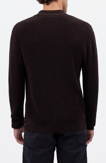 Johnny Collar Long Sleeve Merino Wool Sweater Polo