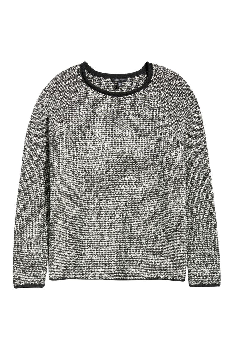 Jewel Neck Marled Knit Sweater, Alternate, color, BLACK/ SOFT WHITE