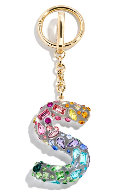 Crystal Initial Key Ring Bag Charm