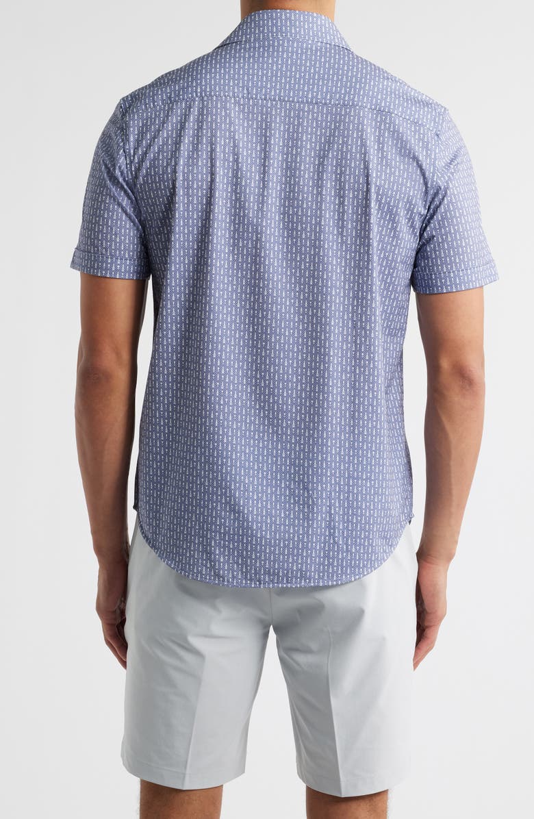 Miles OoohCotton<sup>®</sup> Wine Print Short Sleeve Button-Up Shirt