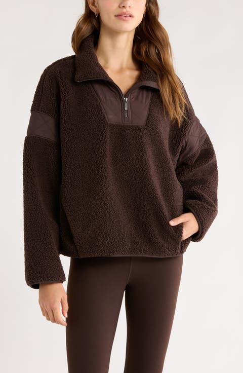 Snowday Faux Shearling Quarter Zip Pullover