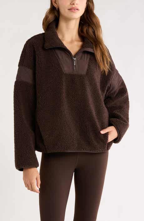 Zella Snowday Faux Shearling Quarter Zip Pullover