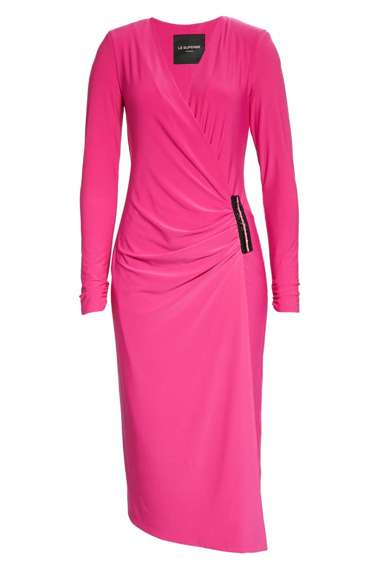 Happy Hour Sequin Detail Long Sleeve Dress, Alternate, color, PINK MARTINI