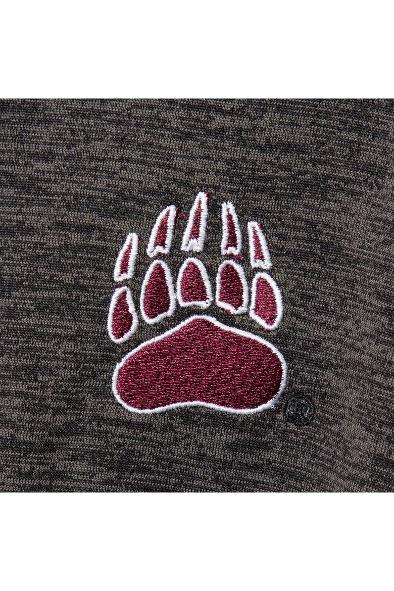 Men's Colosseum Heathered Black Montana Grizzlies Down Swing Raglan Polo, Alternate, color, Heather Black