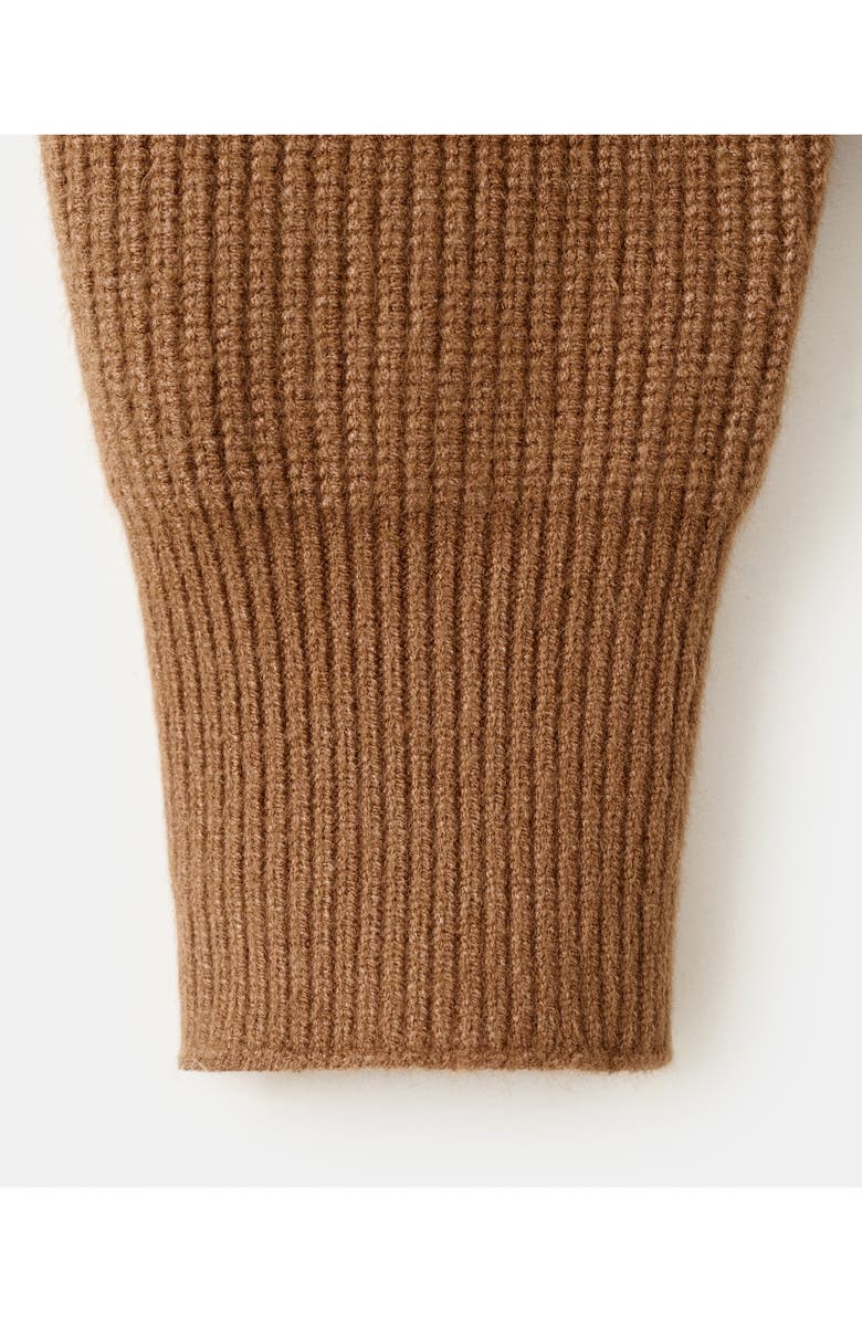 MANGO Rib Johnny Collar Sweater, Alternate, color, Tobacco Brown