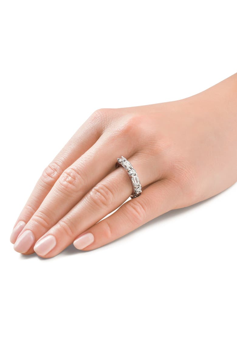 2.30Ct Emerald & Round Diamond Wedding Ring 14k Gold or Platinum Lab Grown, Alternate, color, 14k White Gold