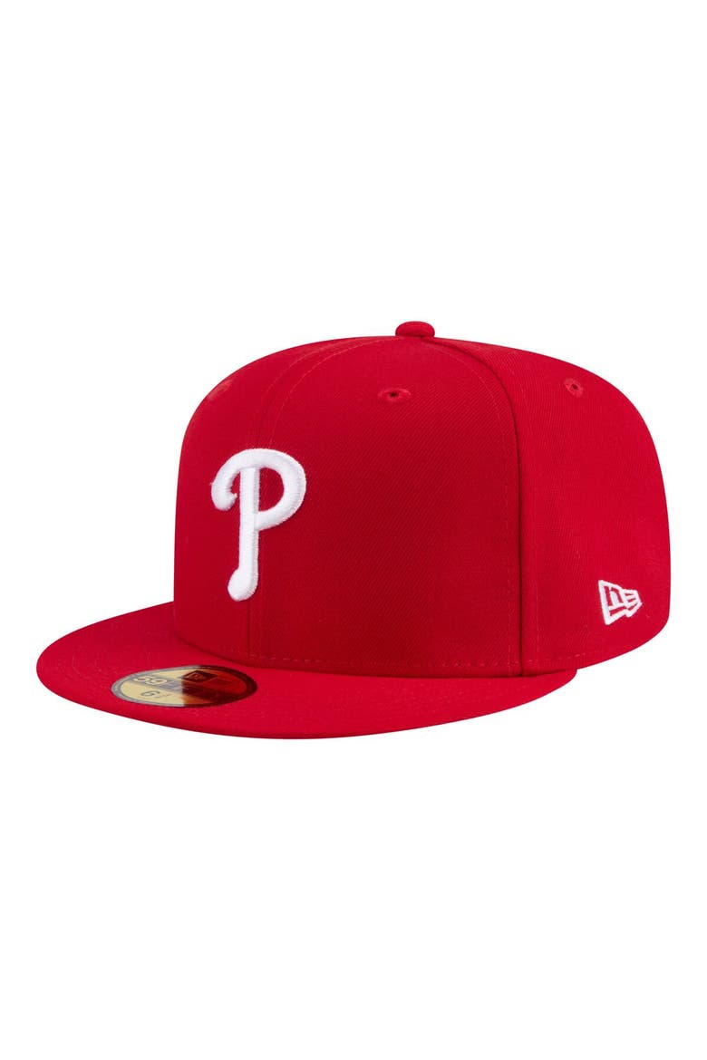 Men's New Era  Red Philadelphia Phillies Hidden Hit 59FIFTY Fitted Hat, Alternate, color, Red