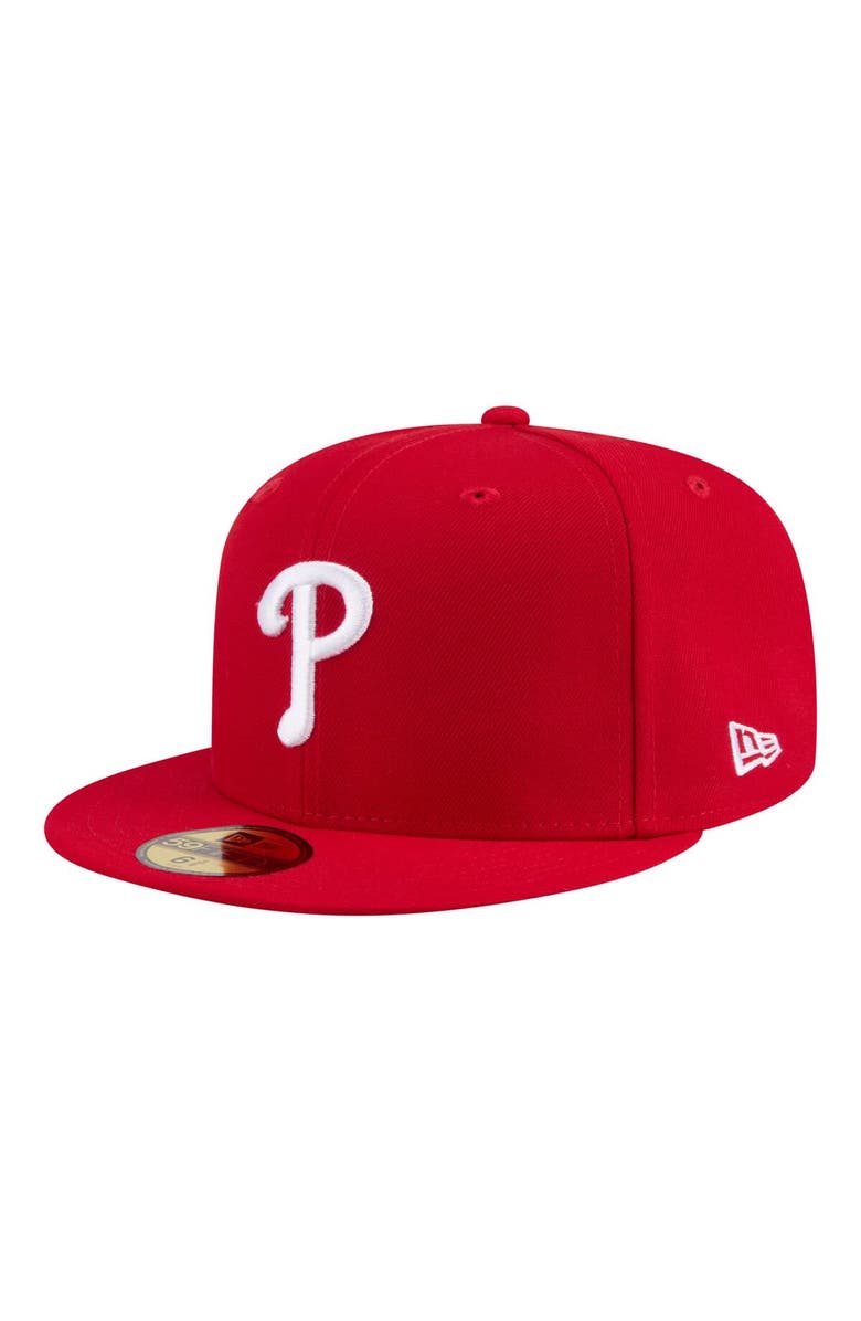 New Era Men's New Era Red Philadelphia Phillies Hidden Hit 59FIFTY Fitted Hat, Alternate, color, Red