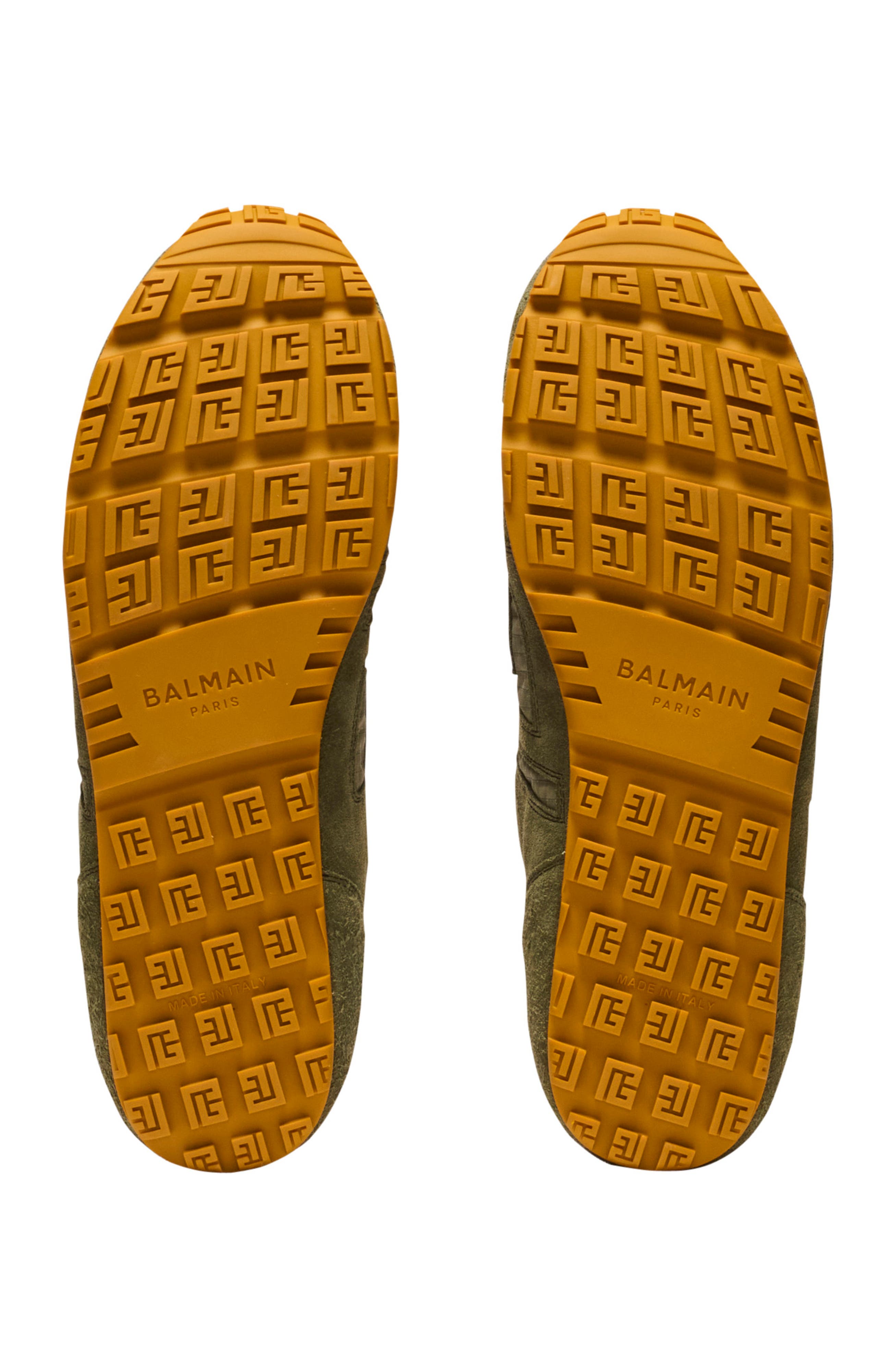 Balmain Racer 45 trainers in suede and ripstop nylon, Alternate, color, Khaki