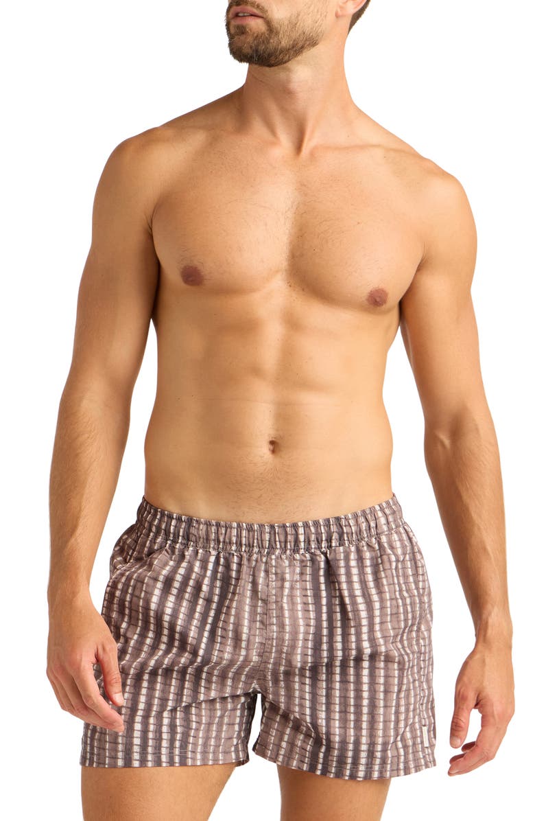 AUTO-REPLY<sup>™</sup> Print 4-Inch Nylon Swim Trunks, Main, color, Driftwood/ Dark Brown