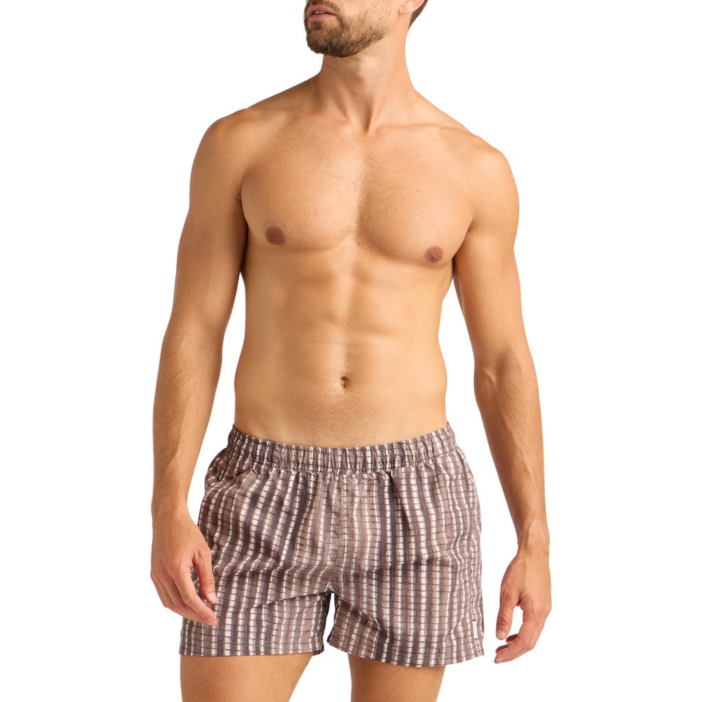AUTO-REPLY™ Print 4-Inch Nylon Swim Trunks in Driftwood/Dark Brown  product